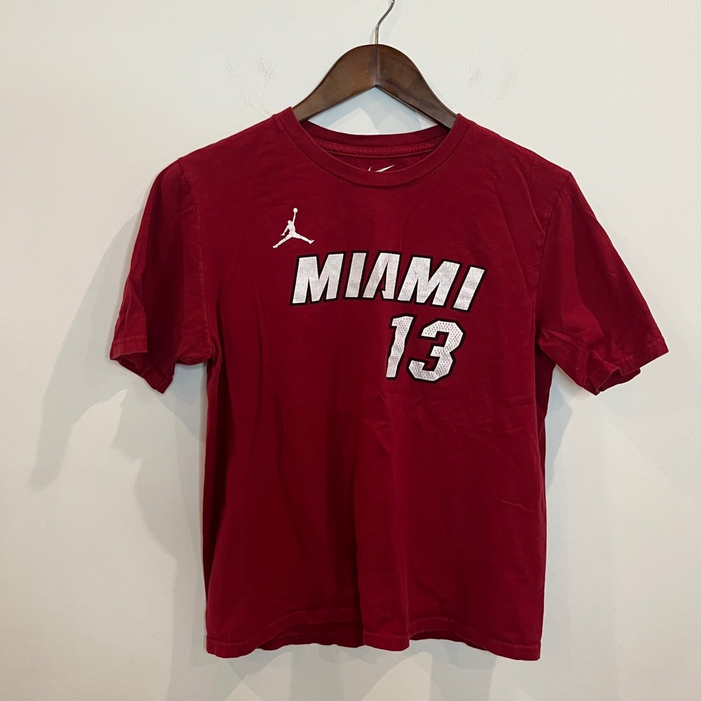 Jordan Miami Heat Bam Adebayo 13 Red Graphic T-Shirt Mens XL NBA Basketball